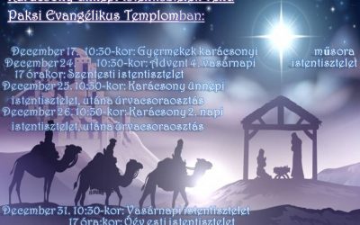 Karácsony ünnepi istentiszteleti rend