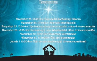 Karácsony ünnepi istentiszteleti rend