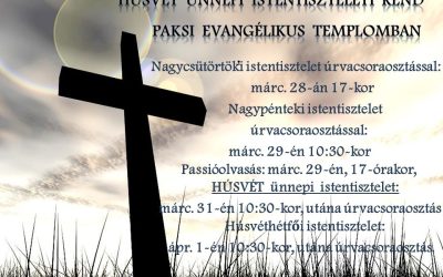 Húsvét ünnepi istentiszteleti rend